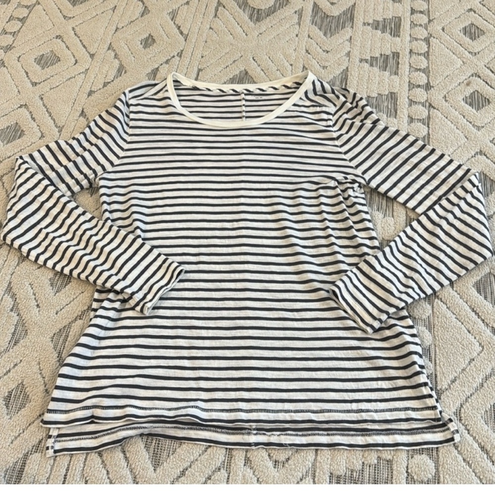 Madewell Black and White Striped Long Sleeve Tee